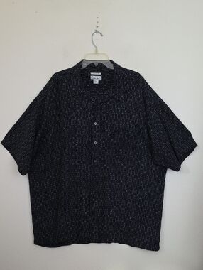 Ron Chereskin Black Print Short Sleeve Button Shirt Mens 3X